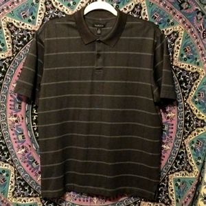 VAN HEUSEN black gray striped men’s polo shirt size medium